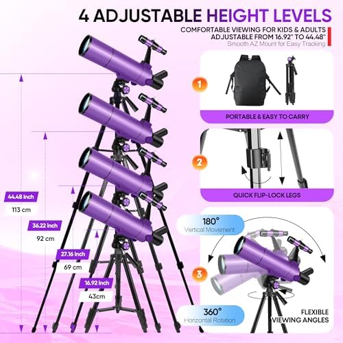 HETEKAN Telescope for Adults & Beginners, 80mm Aperture 500mm Refractor - Image 4