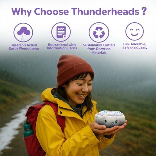 Thunderheads Hurricane Plush, Weather-Inspired Educational Soft Collectible with Fact Card, Earth-Based plushie, STEM Learning Tool for Curious Minds, Eco-Friendly Science Gift for Meteorology Fans - Image 3