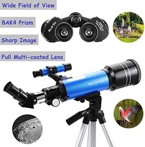 Travel Telescope with Backpack - 70mm Refractor Telescope & 10X50 HD Binoculars Bak4 Prism FMC Lens for Moon Viewing Bird Watching Sightseeing - Image 4