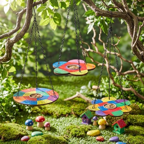 12 Pack Bird Feeder Craft Kits with Metal Chains for Fall, Flower,Round - Image 5