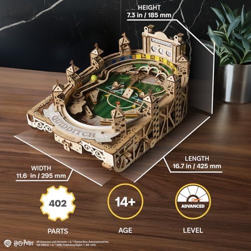 UGEARS Harry Potter Quidditch Pinball Machine - 3D Wooden Puzzles for Adults to Build, Mechanical Wooden Model Kits, Wood Brain Teaser Puzzles, Harry Potter 3D Puzzle Pinball Game for Christmas - Image 2