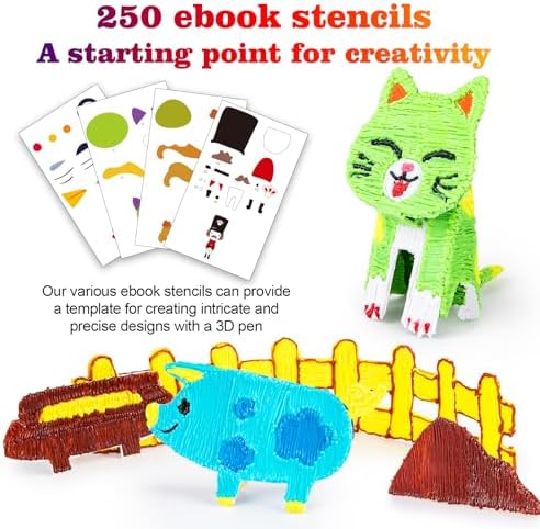 3D Printing Pen Refills PLA Filament 1.75mm 24 Vibrant Colors 240 Feet, Each Color 3 Meters (10 Feet) - 250 Stencils eBooks - Fit for SCRIB3D P1 and MYNT3D Pens - Image 5