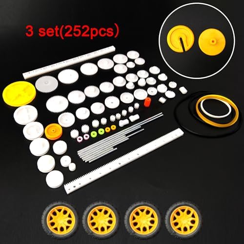 EUDAX 18 Set DC Motors Kit,Mini Electric 1.5-3V 24000RPM Hobby Motor with 252Pcs Plastic Gears,2 x AA Battery Holder,Wires for STEM DIY Toy - Image 3