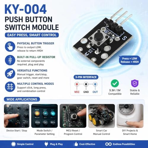 5 Pcs KY-004 3pin Button Key Switch Sensor Module - Image 4