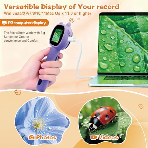 Microscope for Kids 500x Magnification,Mini Pocket Handheld Microscope with 2.0" Screen for Toddlers-STEM Educational Science Kit Toys for Boys Girls Aged 3-12 Christmas Birthday Gifts (Purple) - Image 3