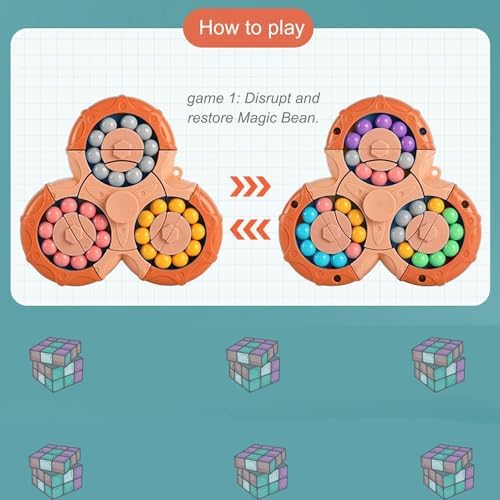 YUDANSI Magic Bean Puzzle Toy, Rotating Magic Bean & Fidget Cube 2-in-1, Rotating Magical Cube Fidgets Gift for Kids Boys Girls Age 3+, 5-7, 8-12, Brain Teaser Fingertip Toys for Teens Adults - Image 2