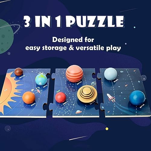 Wooden Solar System Puzzle for Kids Montessori Toys 3D Space Planets Models - Image 3