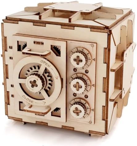 3D Wooden Puzzles for Adults, Safe Boxes, Brain Games Model Kit for Adults and Kids to Build, Mechanical Treasure Box Brain Teaser, Gifts for Adults and Teens (Safe Box) by Unknown