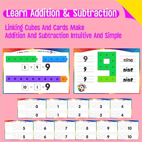 Math Linking Cubes, 100 Math Cube Manipulatives with 30 Learning Activities Number Counting Blocks Snap Linking Math Counters Fun & Educational Pre-K Counting Blocks for Preschool Kindergarten - Image 4