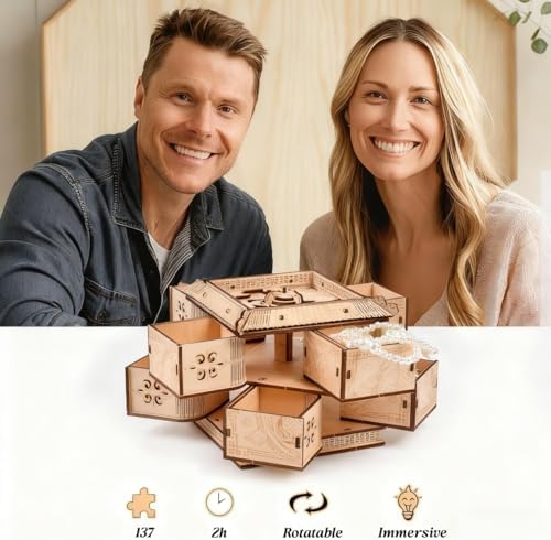 3D Wooden Puzzles for Adults - Mechanical Dragon Treasure Chest Model Kit, DIY Engineering Project, Unique Gift for Women, Collectible Art and Home Display - Image 6