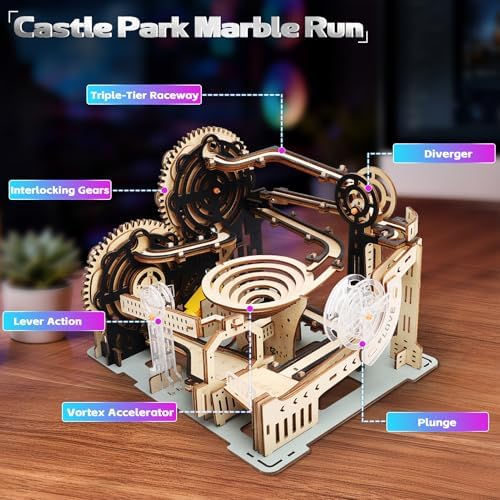 Motorized 3D Wooden Puzzles Marble Run Set for Adults & Teens, Mechanical Marble Run Model Kit to Build, Fun STEM Engineering Gift & Unique Desktop Decor, Christmas Birthday Gift - Image 4