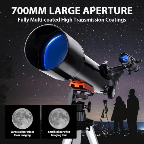 Telescope, 70mm Aperture Portable Refractor Telescopes for Astronomy Beginners, 500mm Professional Travel Telescope with Carry Bag, Black - Image 3