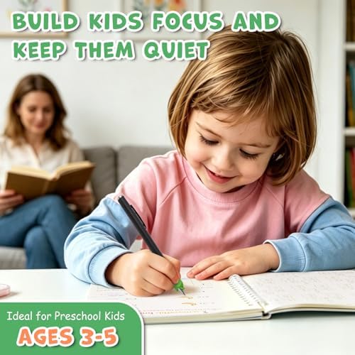 Grooved Writing Books for Kids 3-5 Preschool, Reusable Tracing Workbook with Disappearing Ink, Magic Grooved Handwriting Practice, Alphabet, Numbers and Pencil Control Practice - Image 6