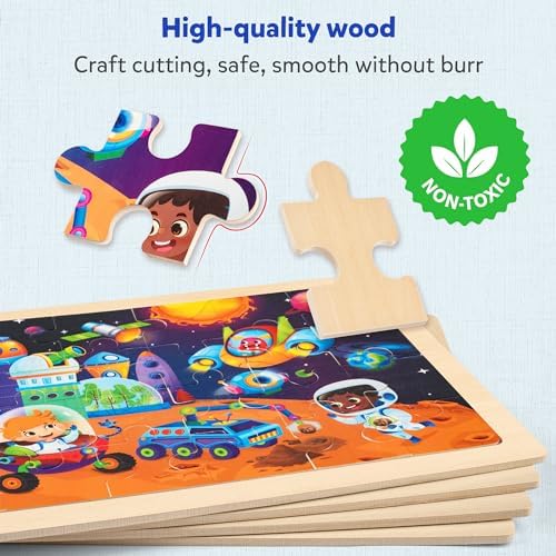 SYNARRY Large Space Planet Solar System Wooden Puzzles for Kids Ages 4-6 - Image 4