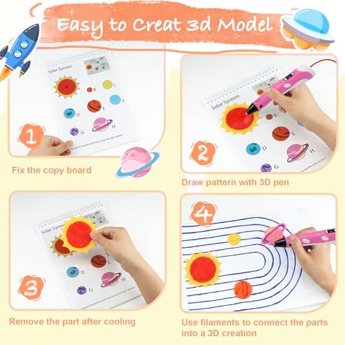 Dayker 3D Space Printing Drawing Book, 40 Patterns Reusable Paper Template - Image 3