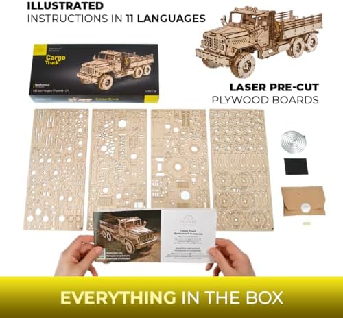 UGEARS Cargo Truck 3D Wooden Puzzles for Adults - Wooden Model Kits for Adults Cars Kits for Adult Puzzle Model Truck Kits Mechanical Models Brain Teaser, Hobby Set - Image 5