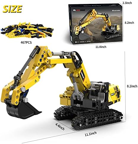 STEM Building Toys for 6 7 8 9 10 11 12 + Year Old Boys Gifts,Excavator Model Building Blocks Kit,Educational Learning Toys Construction Engineering Vehicle Digger Sets Birthday Gift for Kids(467 Pcs) - Image 2