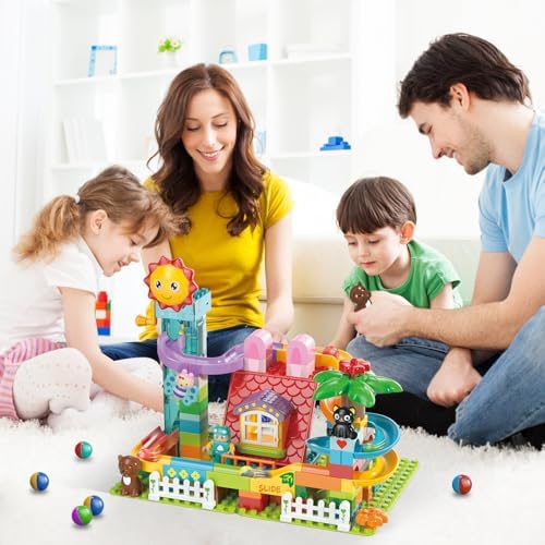 Marble Run Building Blocks Toy - 2 in 1 Compatible Blocks Models with 6 Marble Balls, Montessori Educational Race Track Building Block Set, Classic Blocks STEM Toy for Kid Boys Girls (118PCS) - Image 5