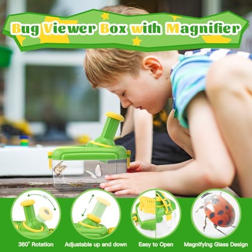 Bug Catcher Kit for Kids - Outdoor Explorer Kit Insect Catching Toys Nature Adventure Set for Boys 3 4 5 6 7 8 Year Old(Green & Pink) - Image 3