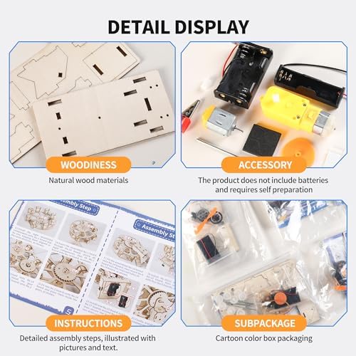 5-in-1 STEM Kits for Kids Ages 8-13, Wooden Building Toys with Motorized Ferris Wheel & Night Light, DIY Science Engineering Projects, Educational Gifts for Boys and Girls - Image 4