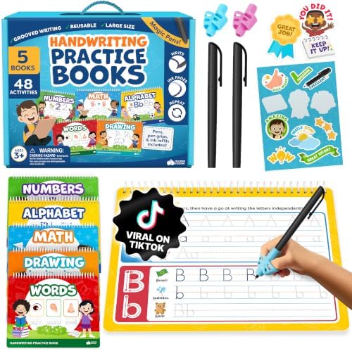 Magic Grooved Writing Practice Books for Kids 3-7 by MomoNashi