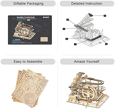 ROKR 3D Wooden Puzzles Mechanical Models - DIY Wooden Marble Run Kit &Treasure Box Gifts for Adults &Teens 14+ - Image 6