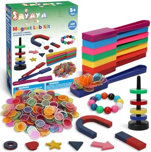 SAYAYA 228 PCS Magnetic Science Kit for Kids - Magnetic Balls, Bingo Wands with Chips, STEM Learning Set Magnet Toys for Classroom, Back to School Supplies, Educational Activities Gift for Boys Girls by SAYAYA