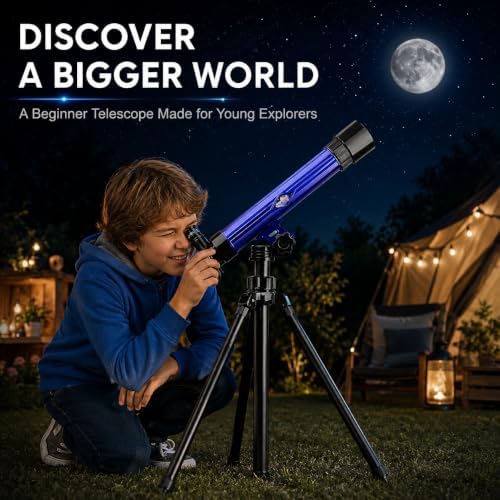 Ideal Swan Telescope for Kids 20x 30x 40x Beginner Spyglass Telescopic Blue - Image 2