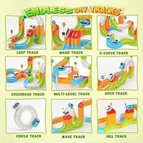 Hot Bee Electric Train Set for Kids, 134pcs Gravity-Defying Race Track - Image 4