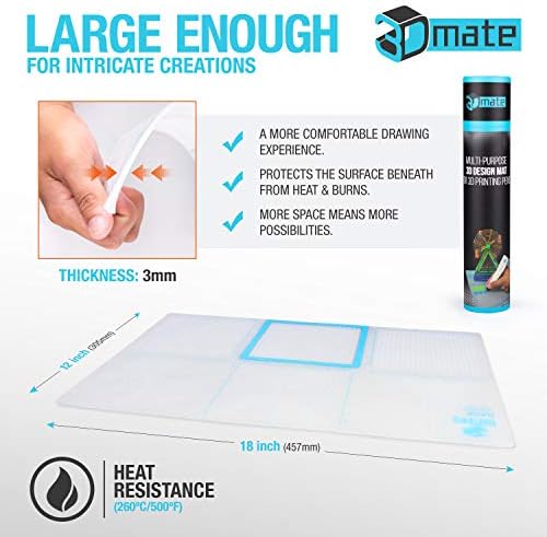 3Dmate Base - Transparent 3D Pen Mat 18 x 12 Inches with Fuse and Join Area - Flexible Two-Sided Heat-Resistant Silicone - 3D Pen Accessories Compatible with Stencils - STEM Activity for Kids, Adults - Image 5