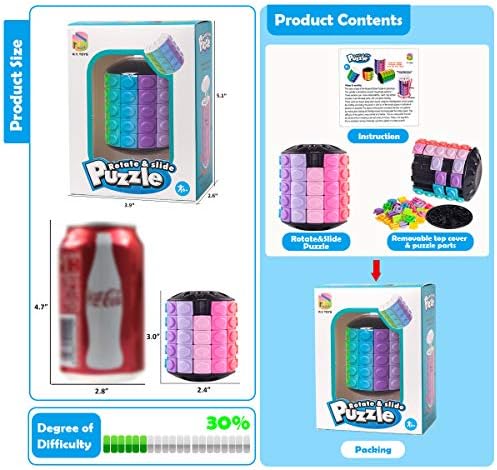 R.Y.TOYS Rotate and Slide Puzzle-Design Patent,Fidget Toys(Restore/Create)-12 Colors,5 Layers-Open Cover for Quick Play,Brain Teaser,Sensory Toys,Stocking Stuffers,Easter Basket Stuffers Essentials - Image 5