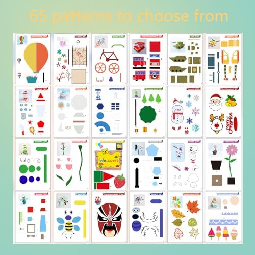 3D Printer Drawing Molds Paper Stencils for 3D Printing Pen,Reusable Graffiti Template,3D Pen Paper Stencils,42 Sheets 65 Patterns with PVC Transparent Board.(Large) - Image 6