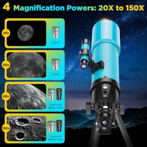 90mm Refractor Telescope for Adults & Kids: 150X Scope with 133cm Tripod - Image 3