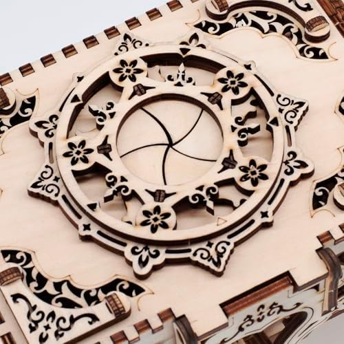 3D Wooden Puzzles for Adults,Wooden Toy for Kids and Adults,Model Building Kit,Educational Brain Teaser,Best Educational Christmas Birthday Day Gift for Friends (Wooden Antique Box) - Image 3