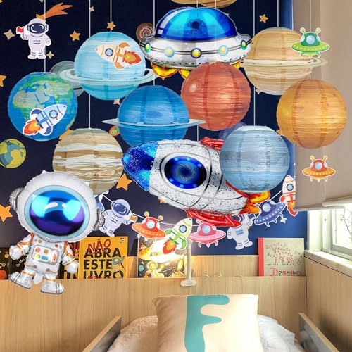 Planet Paper Lanterns, Planet Lanterns, 25 Pcs Paper Lanterns Party Decorations, Space Paper Lanterns for Kids Space Theme Party, Birthday Room Decorations - Image 4