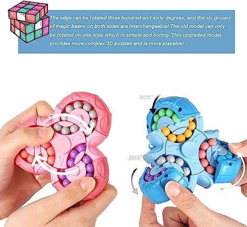 YUDANSI Magic Bean Puzzle Toy, Rotating Magic Bean & Fidget Cube 2-in-1, Rotating Magical Cube Fidgets Gift for Kids Boys Girls Age 3+, 5-7, 8-12, Brain Teaser Fingertip Toys for Teens Adults - Image 5
