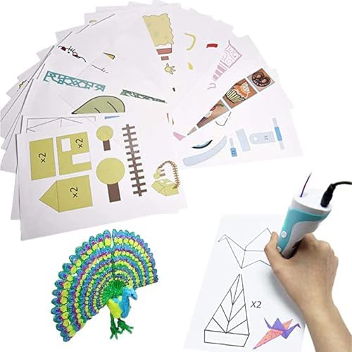 3D Printer Drawing Molds Paper Stencils for 3D Printing Pen,Printing Paper Painting Graffiti Template for 3D Pen DIY Gift Present, 20 Sheets 40 Patterns with a PVC Transparent Board. by POYLKJGYT