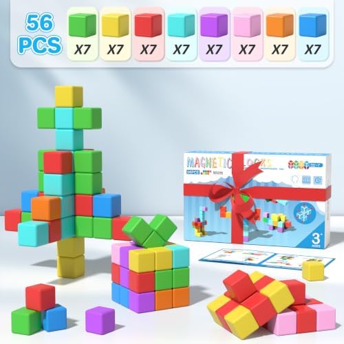 Large Magnetic Blocks,56PCS 1.34in 3D Building Cubes for Kids Ages 3+ - Image 6