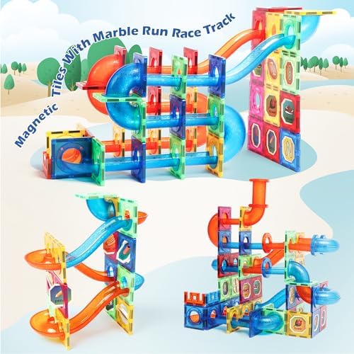 MAGBLOCK 176PCS Magnetic Tiles Marble Run Set Building Blocks for Ages 8+ - Image 4
