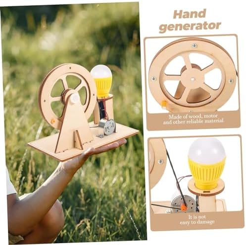 DIY Wooden Hand Crank Generator Model Kit, Portable Dynamo Science Experiment Set for Physics Energy Conversion Research - Image 2