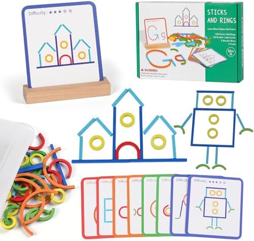 Montessori STEM Puzzle Toy for Kids Ages 3-6 – Wooden Educational Manipulative for Fine Motor Skills, Shape & Color Matching, Creative Building Activity Set for Preschool & Kindergarten by ISMETACU