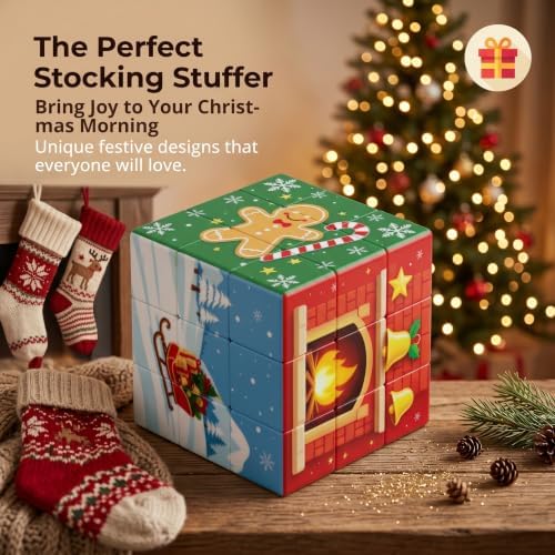 Xmas Pluzz Cube 3x3 5.7cm Twisty Puzzle Brain Speed Cube - Image 2