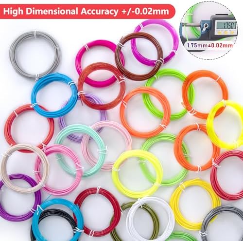 32 Colors 3D Pen PLA Filament Refills, 1.75mm High-Precision 3D Printing Pen Refills, 20 Feet Each (Total 640 Feet), Non-Toxic & Odorless, Works with Most 3D Pens (Not for 3Doodler) - Image 5