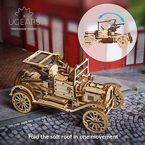 UGEARS Retro Car Model T 3D Wooden Puzzles for Adults - Wooden Model Kits for Adults Model Classic Car Kits Hobbies for Men Models for Adult to Build Brain Teaser, Hobby Set - Image 3