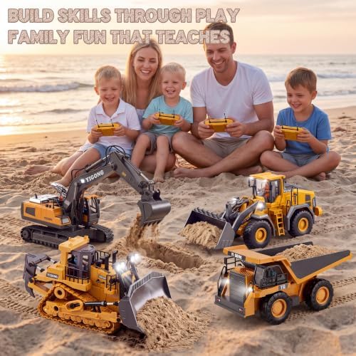 Excavator Set，rc Dump Truck Command The Site Conquer The Dir，2.4Ghz Remote Control Construction Vehicle Set Children's Toys，Alloy Material Simulate True Scale (4-Pcs Set) - Image 2