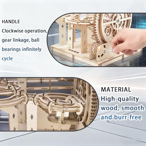 YSWOOD WORLD 3D Wooden Puzzles for Adults, DIY Model Marble Run Kit - Image 5