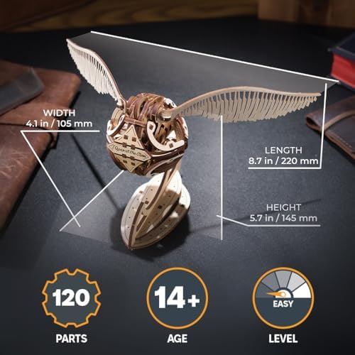 UGEARS Harry Potter Golden Snitch - 3D Wooden Puzzles for Adults, Model Kits for Adults - DIY Model Kit Mechanical Build, Brain Teaser, Hobby Kit, Gifts for Engineers Golden Snitch Collectible - Image 2