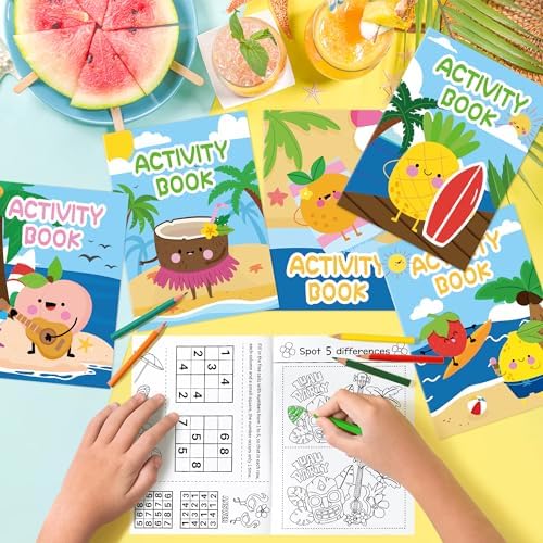 Bulk Summer Activity Books, Fruit Mini Games Coloring Book Set for Kids - Image 4