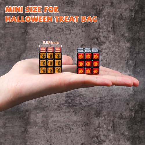 24 Pack Halloween Mini Cube Set, 1.18 Inch 3x3x3 Bulk Mini Cube Puzzles, Halloween Party Favors, Non-Candy Treats, Classroom Prizes, Goodie Bag Stuffers for Kids - Image 2