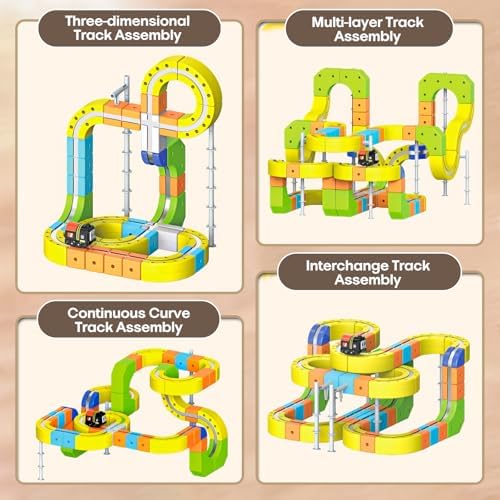 3D Gravity-Defying Cube Track TM Electric Magnetic Train Set,Modular Reconfigurable Race Track Kit, STEM Educational Toy for Kids 3-12, Construction Toys incorporating,Safe & Durable for Boys Girls - Image 3